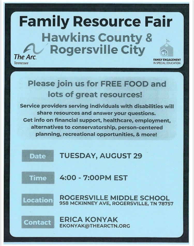 Family Resource Fair Surgoinsville Middle School